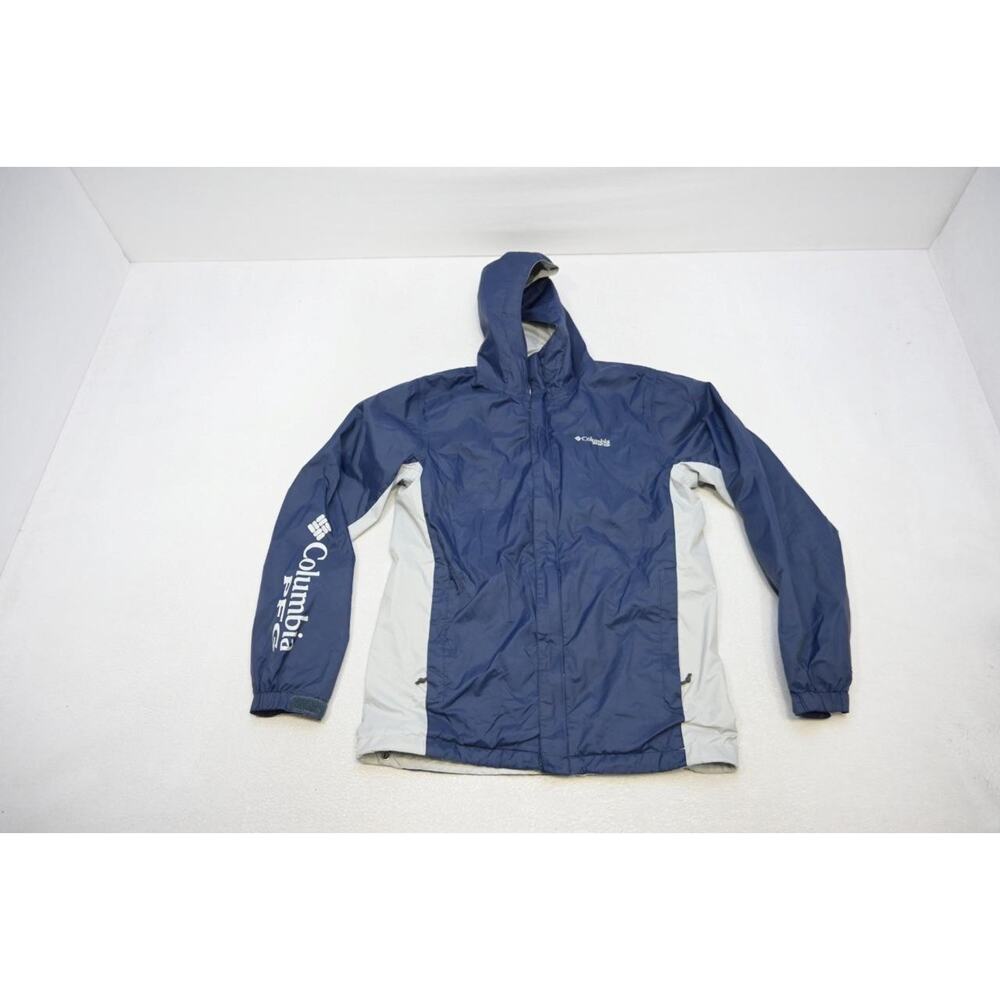Columbia PFG Rain Jacket Hooded Water Lined Blue Performance Mens Size Small